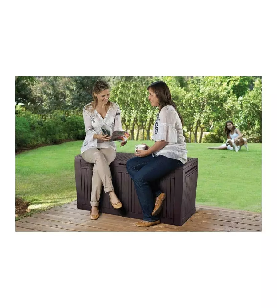 BAULE DA ESTERNO CON ROTELLE KETER "COMFY" IN RESINA MARRONE 270 LT 116,7XX44,7X57 CM